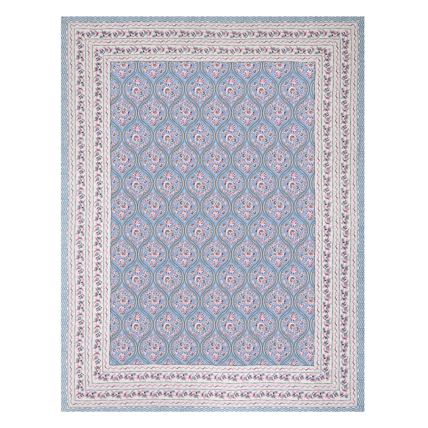 Cotton Jaipuri Diwan Size  Bedsheet With 2 Zipper Pillow Cover (Size 70*100)