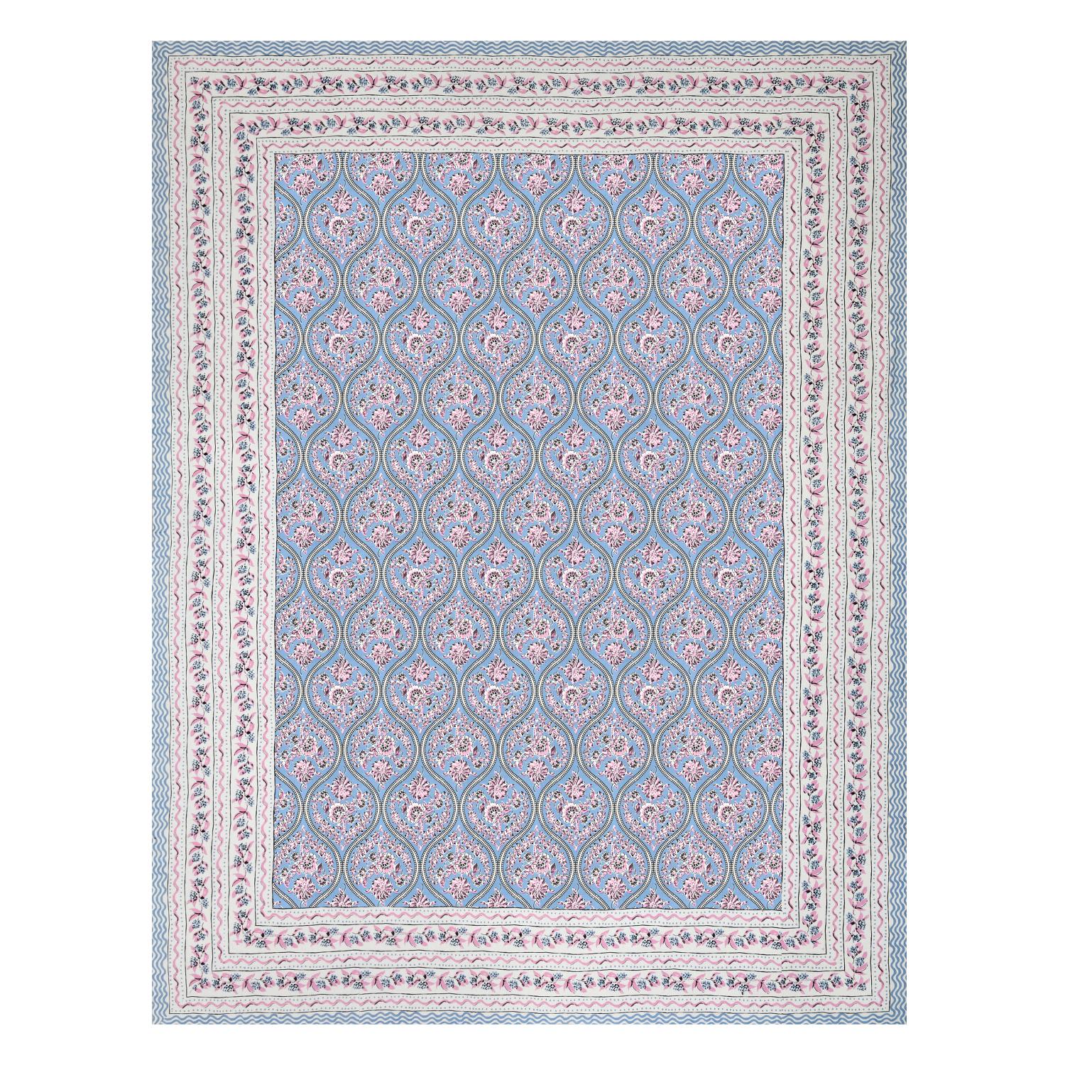 Cotton Jaipuri Diwan Size  Bedsheet With 2 Zipper Pillow Cover (Size 70*100)
