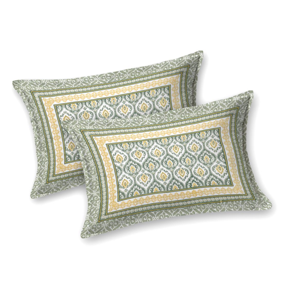 Cotton Jaipuri Diwan Size  Bedsheet With 2 Zipper Pillow Cover (Size 70*100)