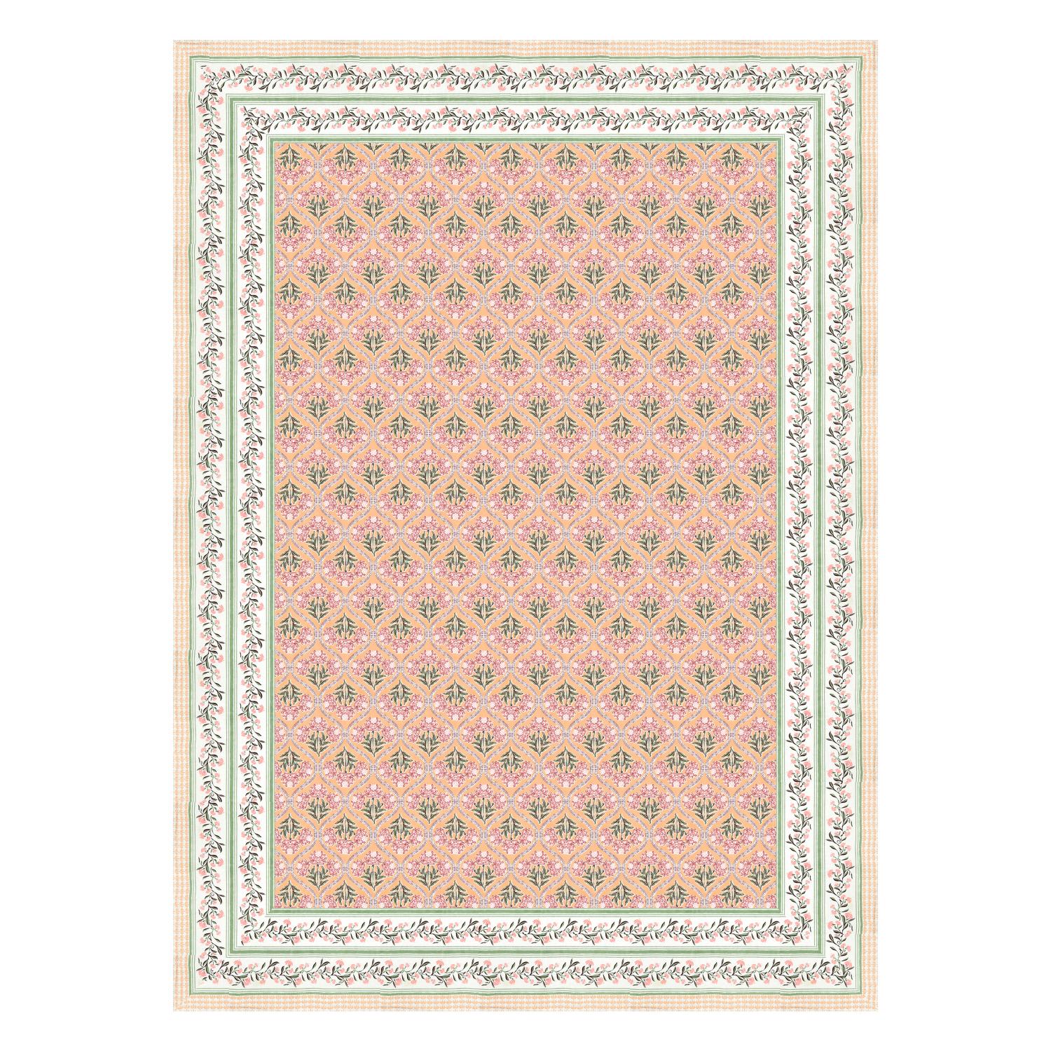 Cotton Jaipuri Diwan Size  Bedsheet With 2 Zipper Pillow Cover (Size 70*100)