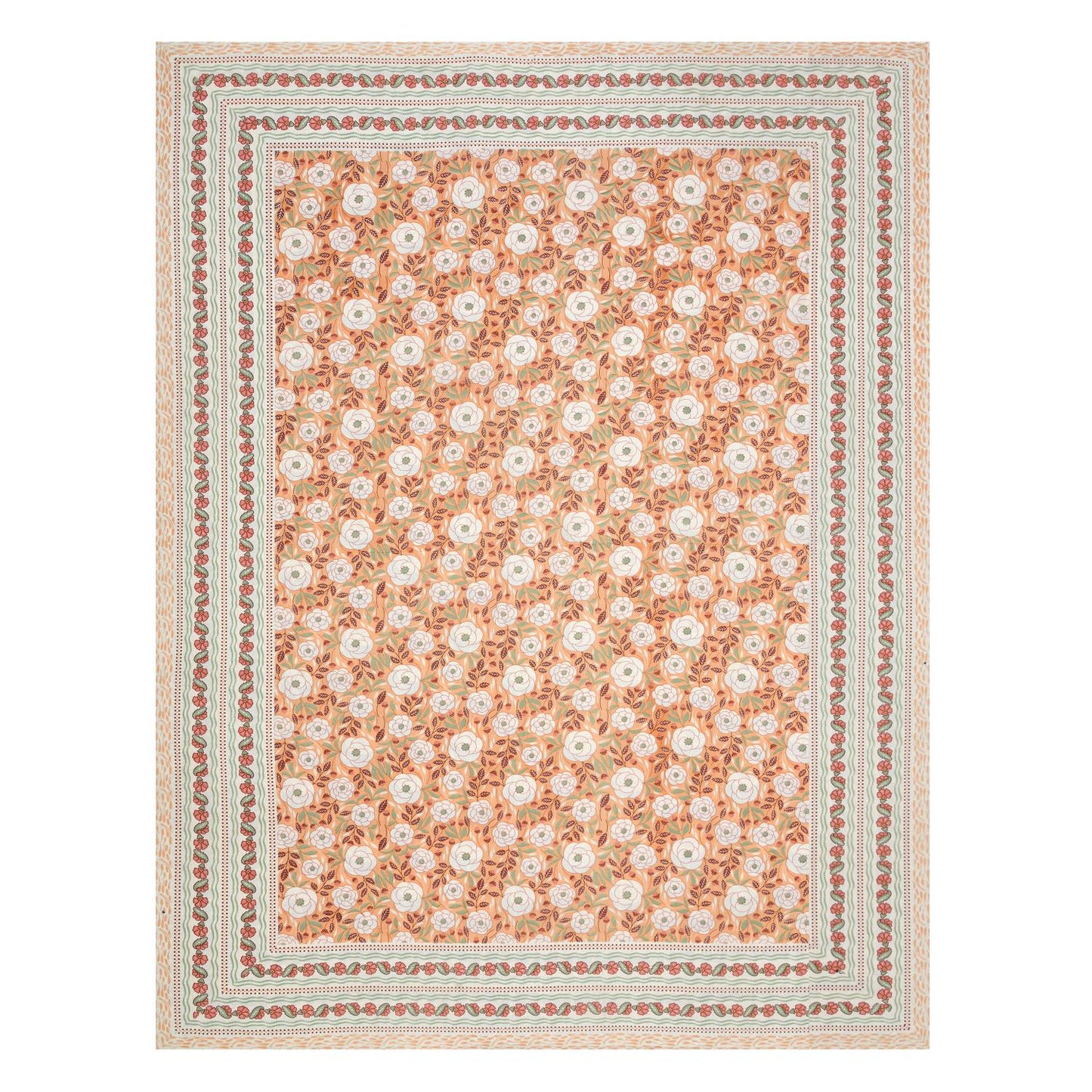 Cotton Jaipuri Diwan Size  Bedsheet With 2 Zipper Pillow Cover (Size 70*100)