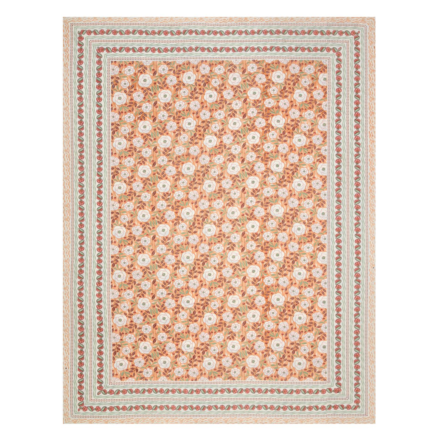 Cotton Jaipuri Diwan Size  Bedsheet With 2 Zipper Pillow Cover (Size 70*100)