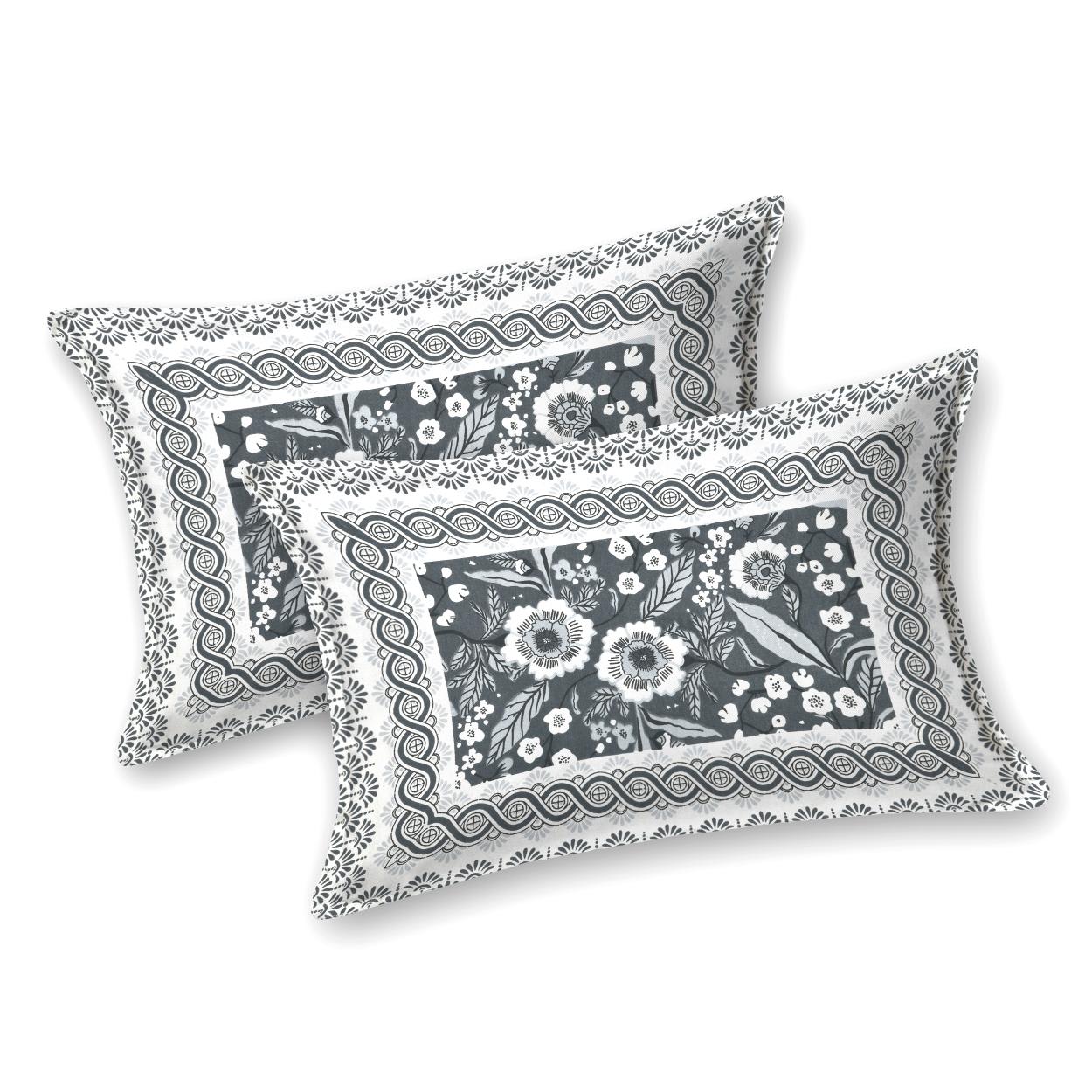 Cotton Jaipuri Diwan Size  Bedsheet With 2 Zipper Pillow Cover (Size 70*100)