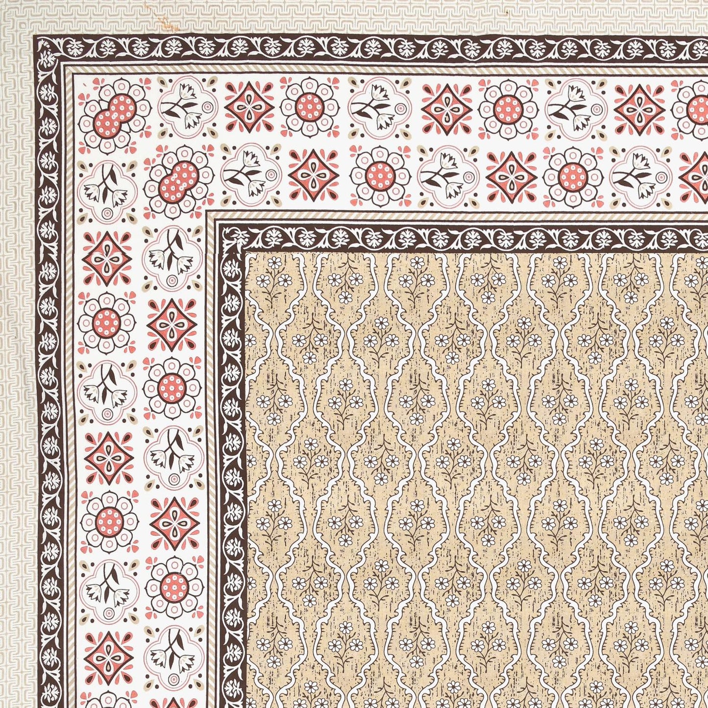 Cotton Jaipuri Diwan Size  Bedsheet With 2 Zipper Pillow Cover (Size 70*100)