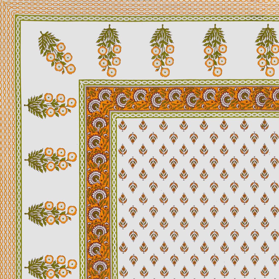 Cotton Jaipuri Diwan Size  Bedsheet With 2 Zipper Pillow Cover (Size 70*100)