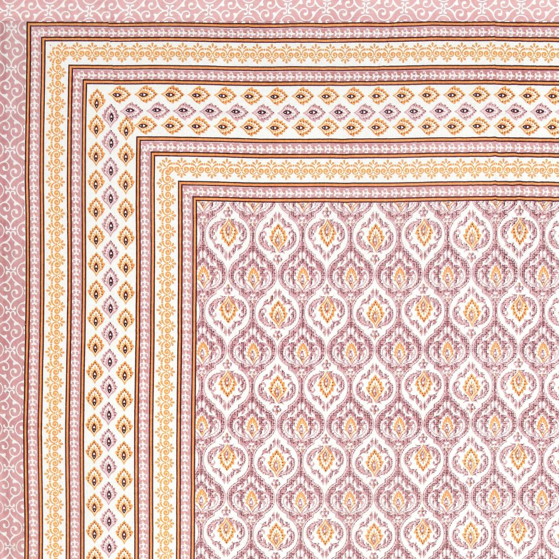 Cotton Jaipuri Diwan Size  Bedsheet With 2 Zipper Pillow Cover (Size 70*100)
