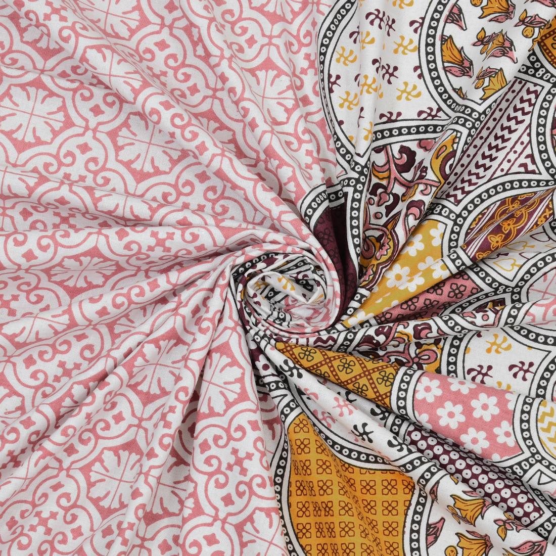 Cotton Jaipuri Diwan Size  Bedsheet With 2 Zipper Pillow Cover (Size 70*100)