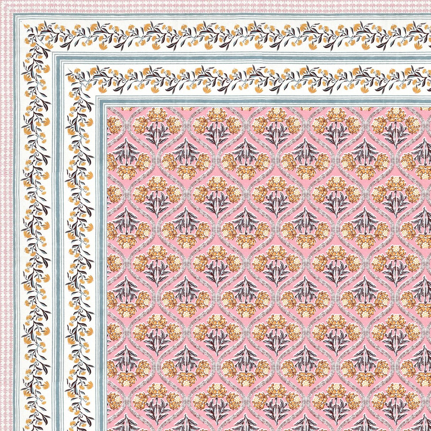 Cotton Jaipuri Diwan Size  Bedsheet With 2 Zipper Pillow Cover (Size 70*100)