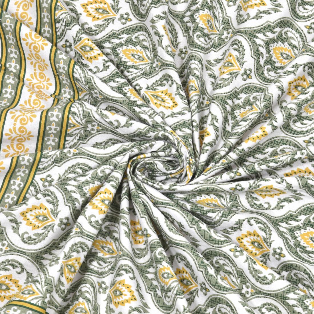 Cotton Jaipuri Diwan Size  Bedsheet With 2 Zipper Pillow Cover (Size 70*100)