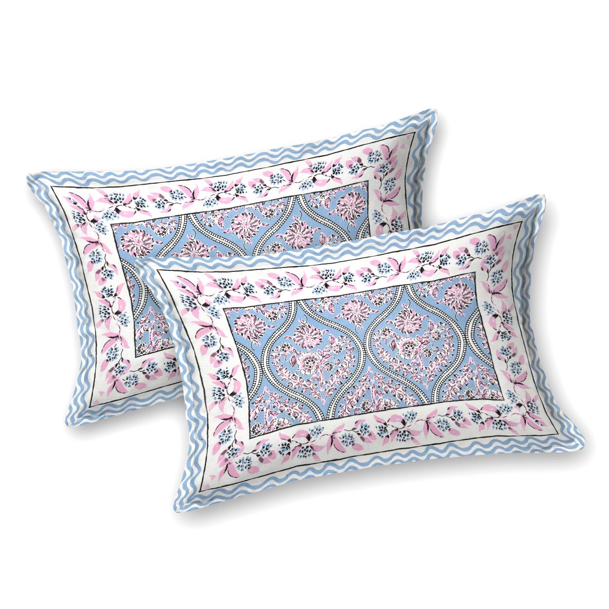 Cotton Jaipuri Diwan Size  Bedsheet With 2 Zipper Pillow Cover (Size 70*100)