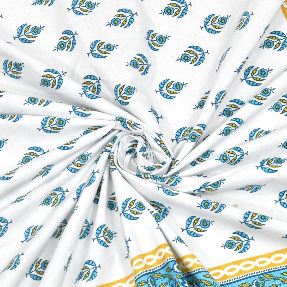 Cotton Jaipuri Diwan Size  Bedsheet With 2 Zipper Pillow Cover (Size 70*100)
