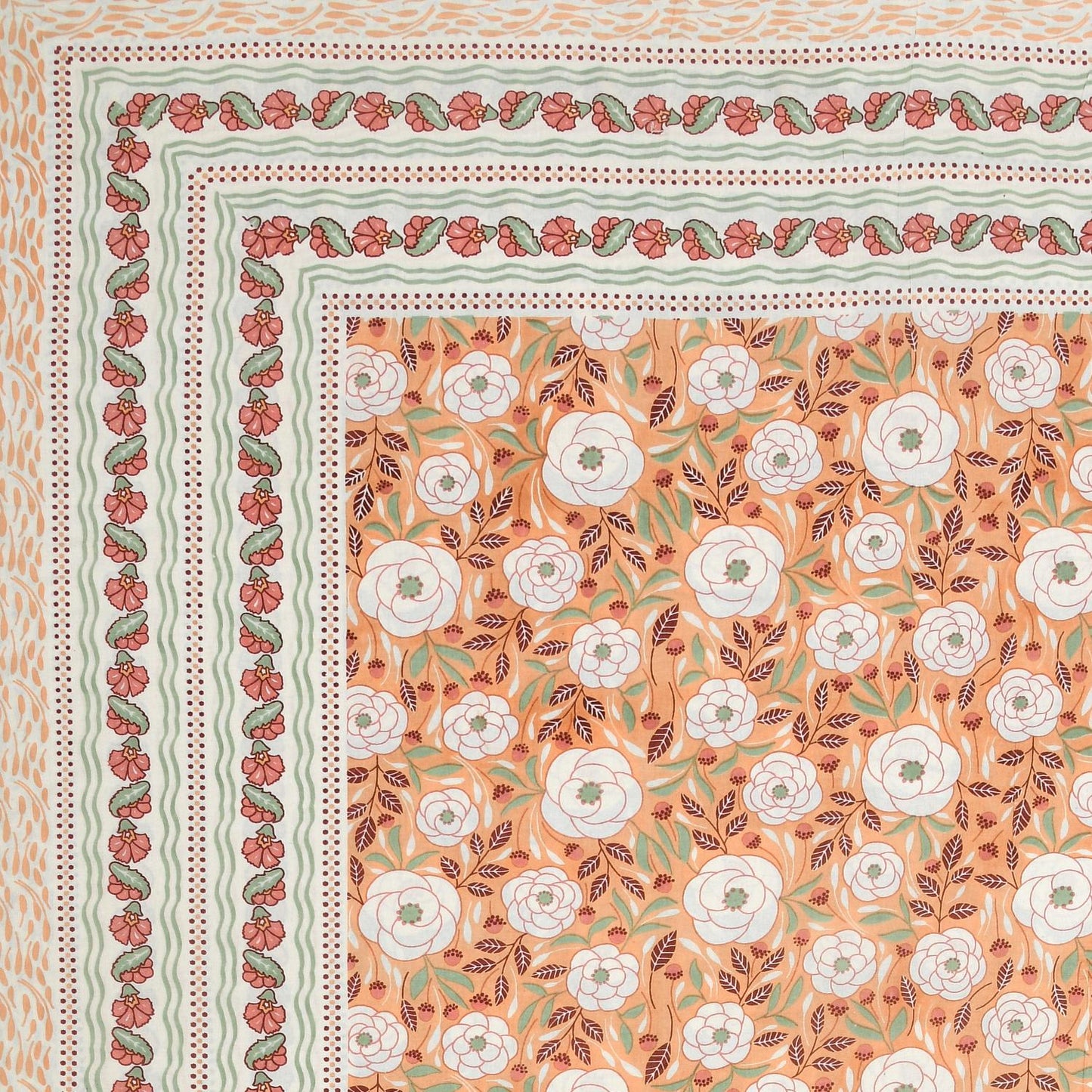Cotton Jaipuri Diwan Size  Bedsheet With 2 Zipper Pillow Cover (Size 70*100)