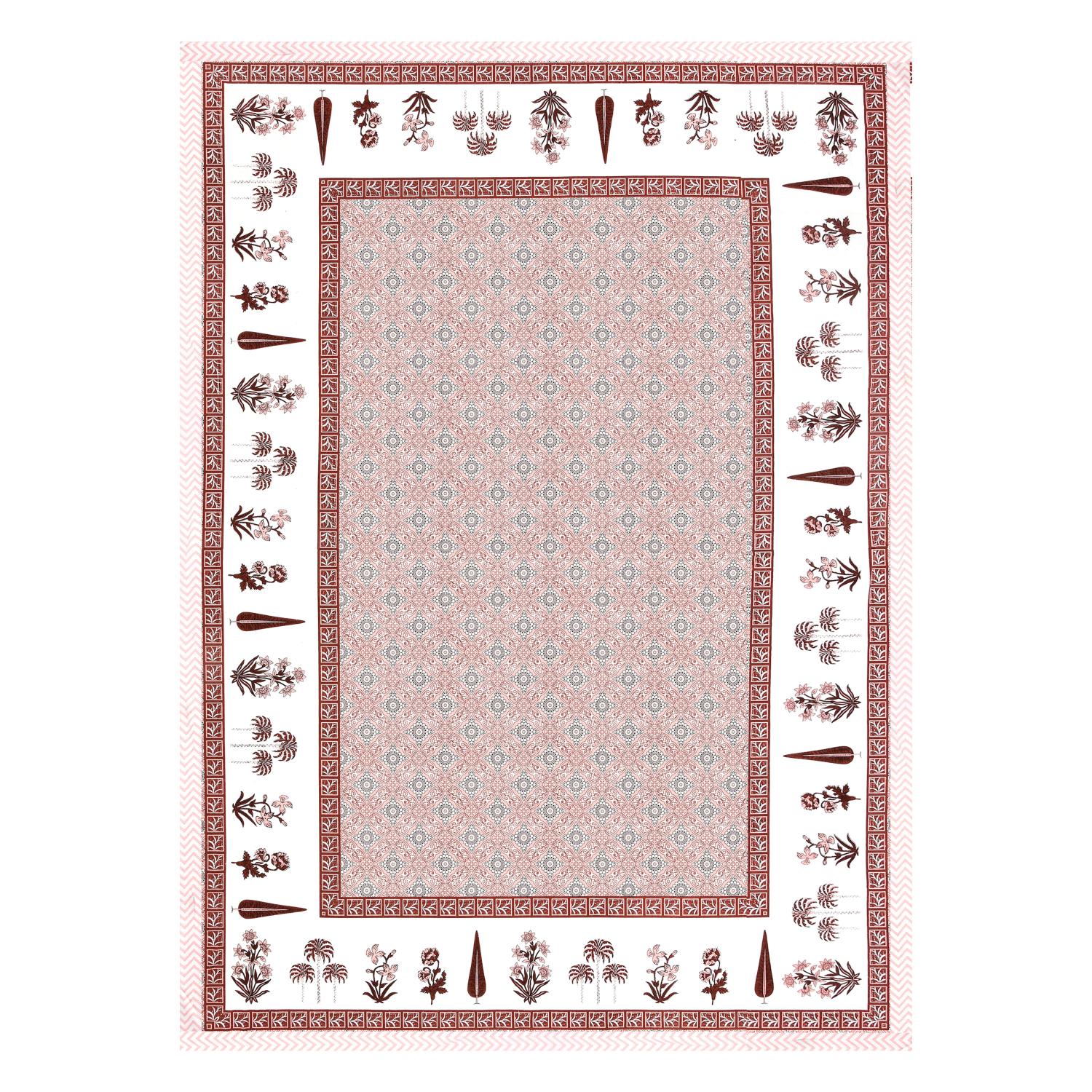 Cotton Jaipuri Diwan Size  Bedsheet With 2 Zipper Pillow Cover (Size 70*100)