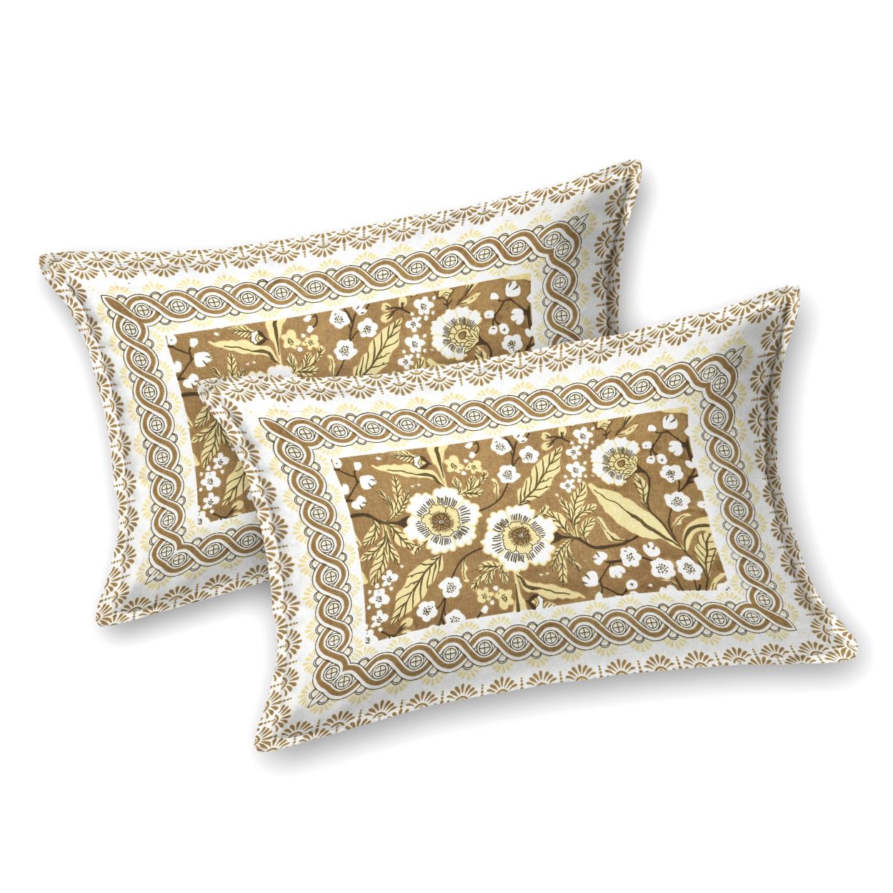 Cotton Jaipuri Diwan Size  Bedsheet With 2 Zipper Pillow Cover (Size 70*100)