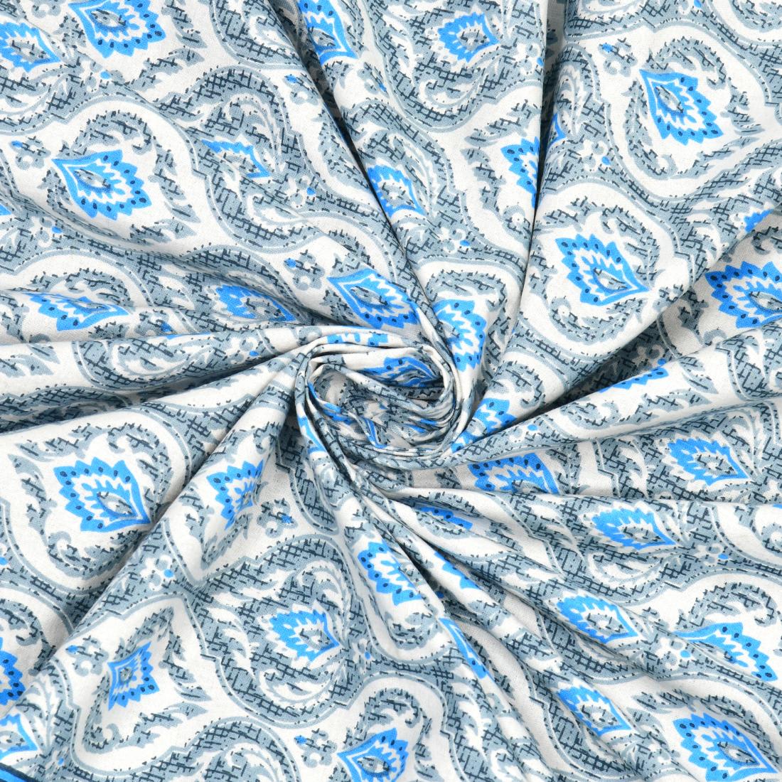 Cotton Jaipuri Diwan Size  Bedsheet With 2 Zipper Pillow Cover (Size 70*100)