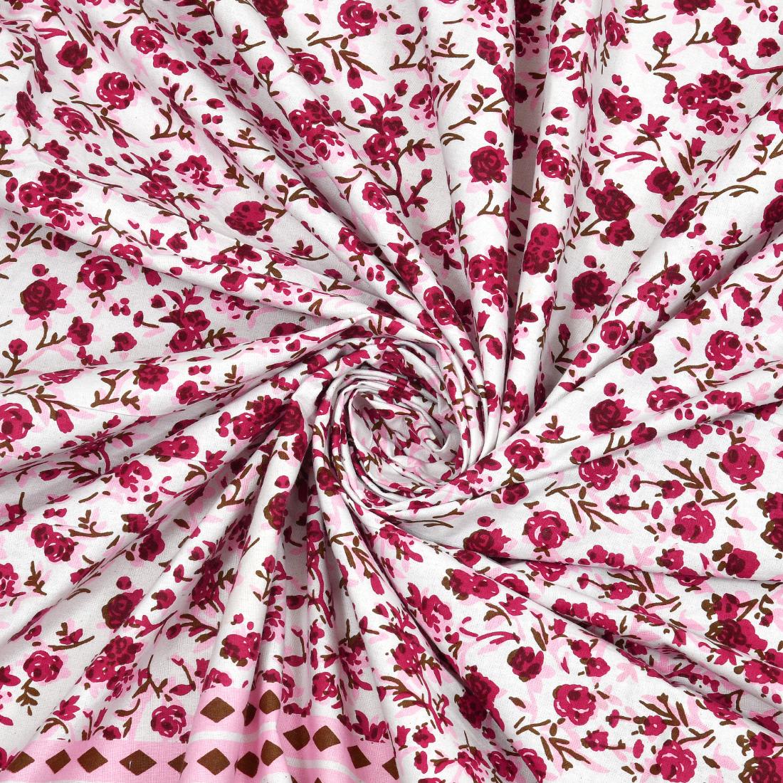 Cotton Jaipuri Diwan Size  Bedsheet With 2 Zipper Pillow Cover (Size 70*100)