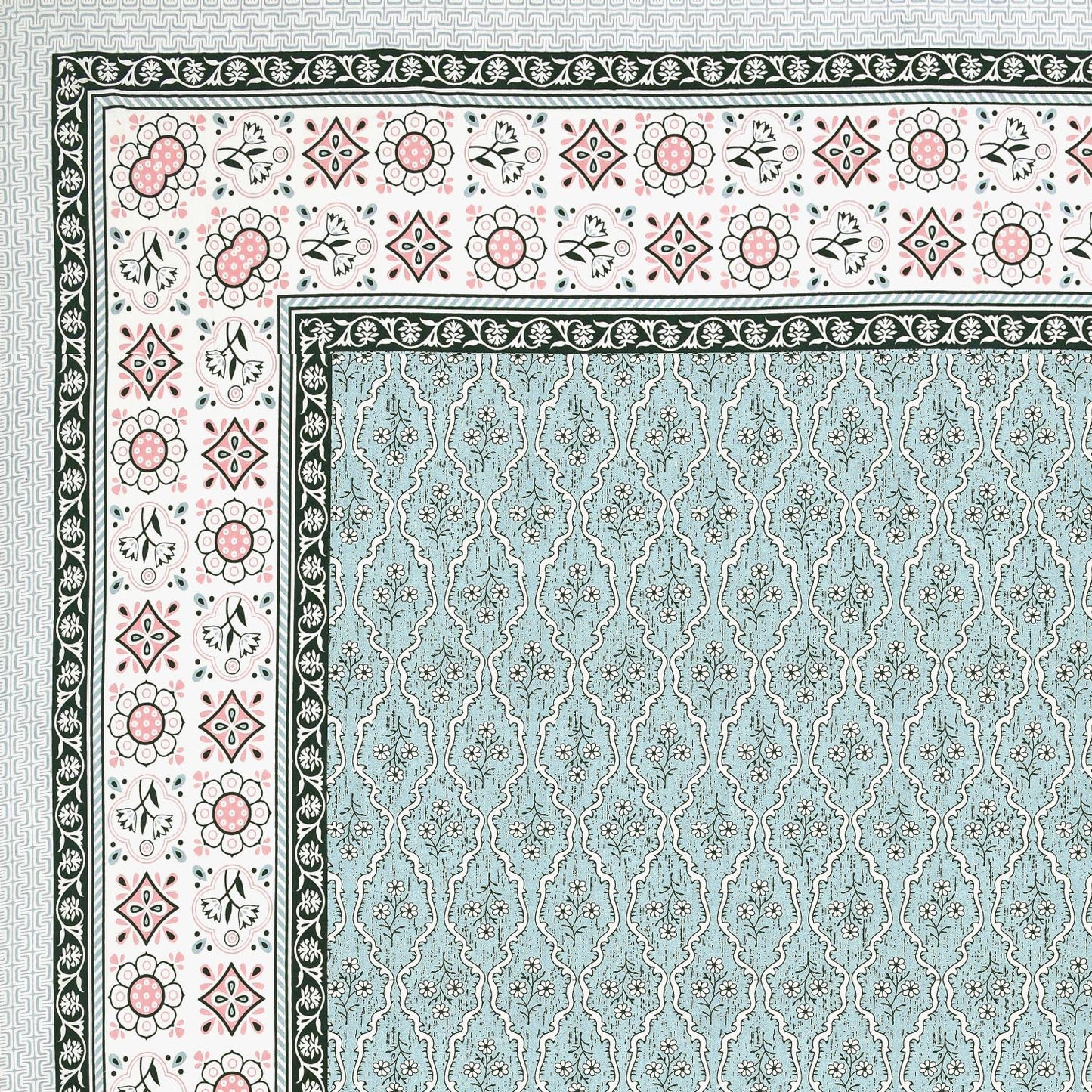 Cotton Jaipuri Diwan Size  Bedsheet With 2 Zipper Pillow Cover (Size 70*100)