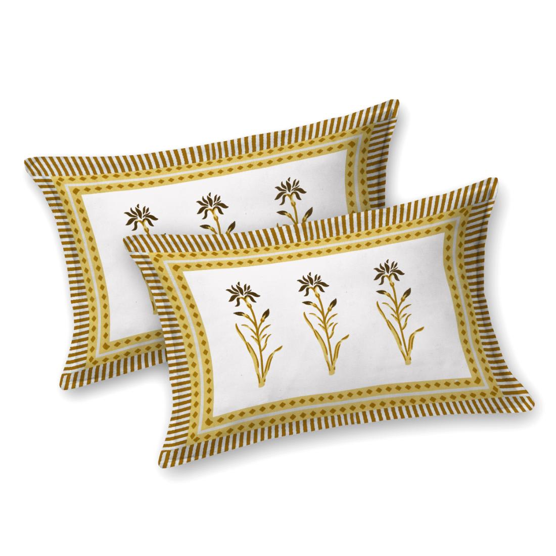 Cotton Jaipuri Diwan Size  Bedsheet With 2 Zipper Pillow Cover (Size 70*100)