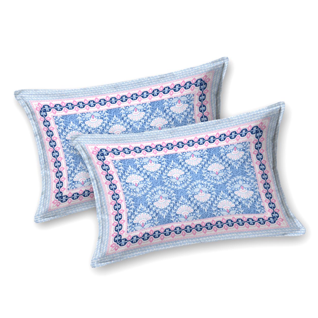 Cotton Jaipuri Diwan Size  Bedsheet With 2 Zipper Pillow Cover (Size 70*100)