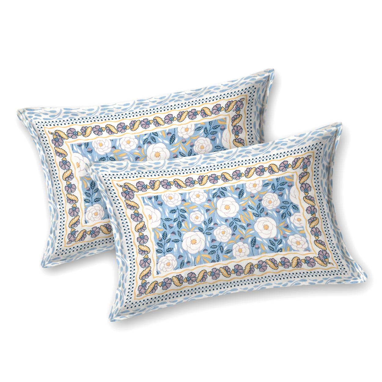 Cotton Jaipuri Diwan Size  Bedsheet With 2 Zipper Pillow Cover (Size 70*100)
