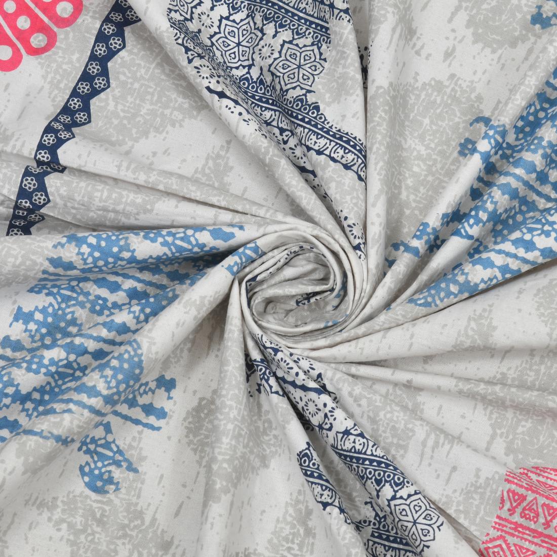 Cotton Jaipuri Diwan Size  Bedsheet With 2 Zipper Pillow Cover (Size 70*100)