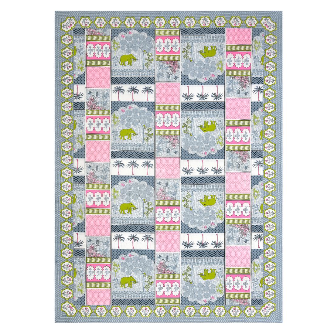 Cotton Jaipuri Diwan Size  Bedsheet With 2 Zipper Pillow Cover (Size 70*100)