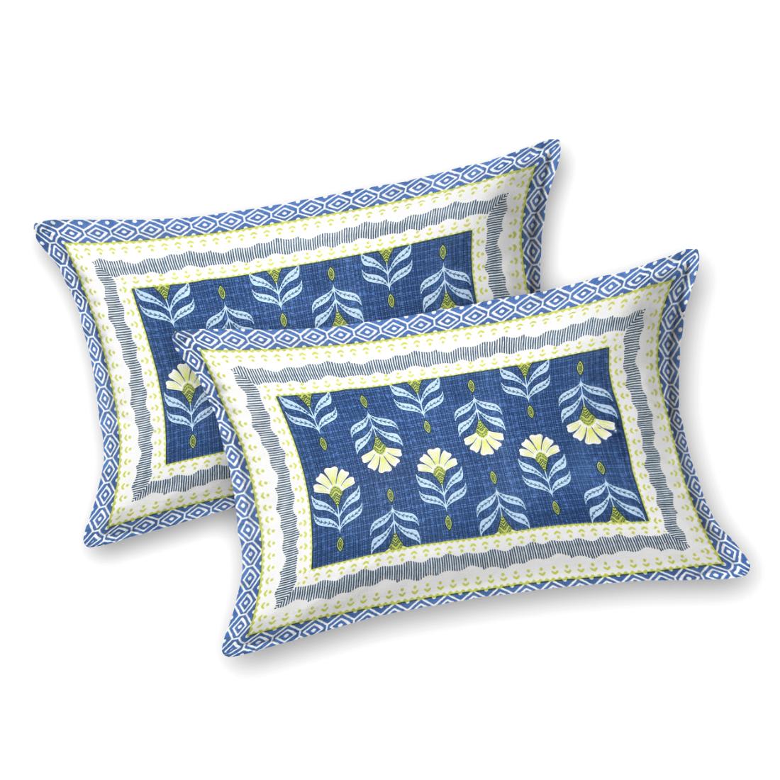 Cotton Jaipuri Diwan Size  Bedsheet With 2 Zipper Pillow Cover (Size 70*100)