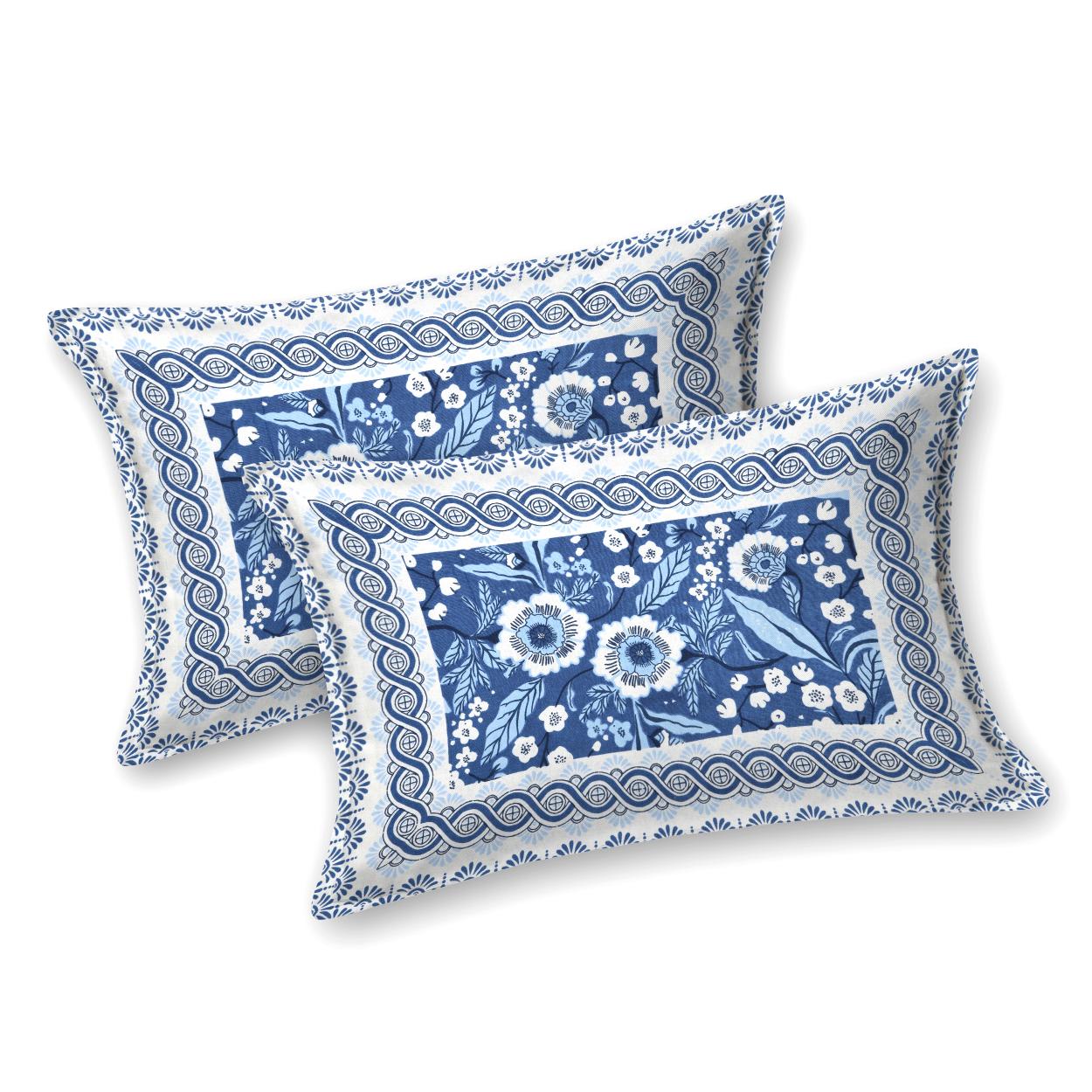 Cotton Jaipuri Diwan Size  Bedsheet With 2 Zipper Pillow Cover (Size 70*100)