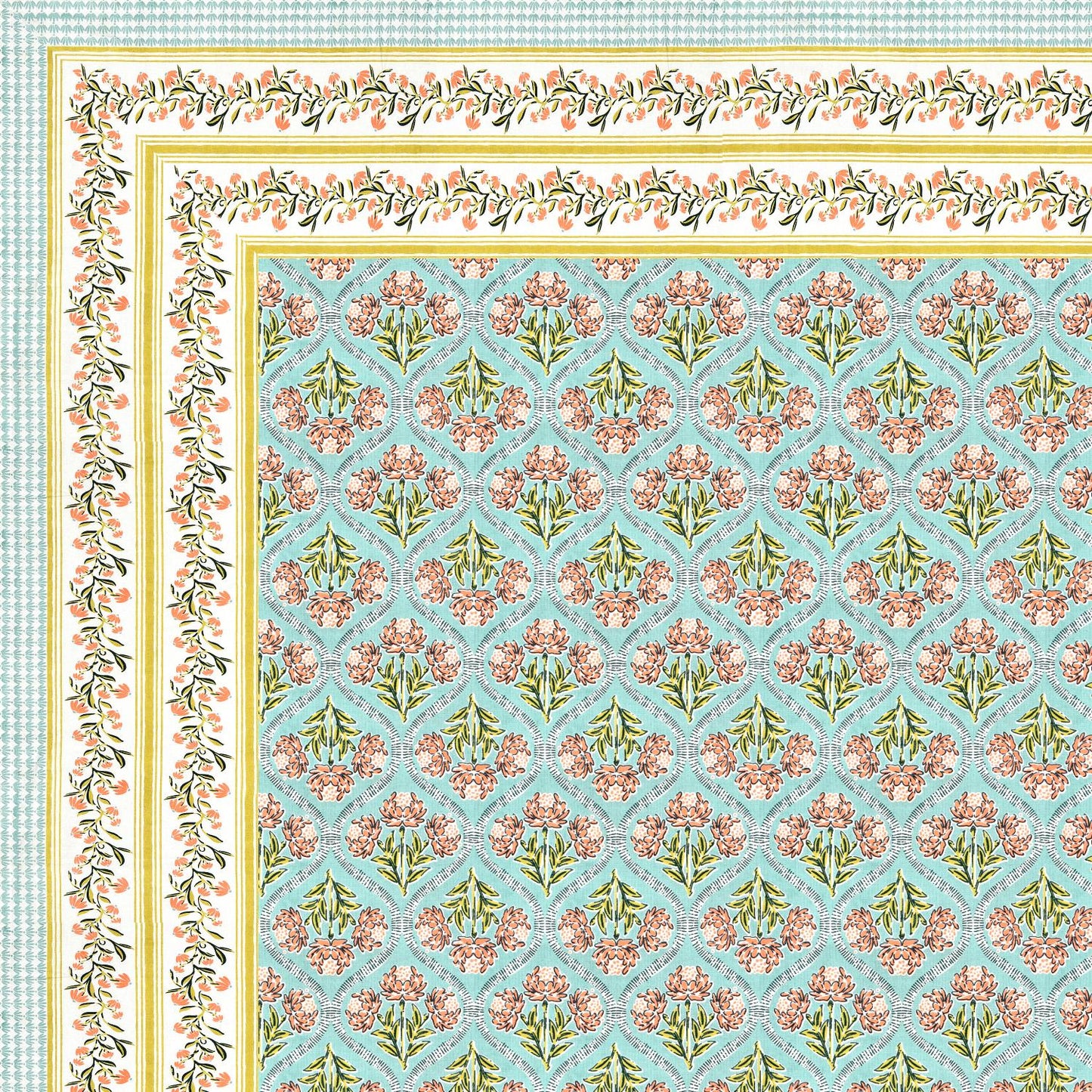 Cotton Jaipuri Diwan Size  Bedsheet With 2 Zipper Pillow Cover (Size 70*100)