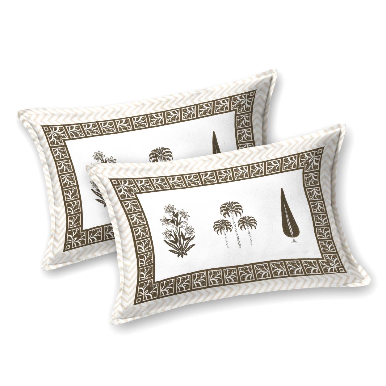 Cotton Jaipuri Diwan Size  Bedsheet With 2 Zipper Pillow Cover (Size 70*100)