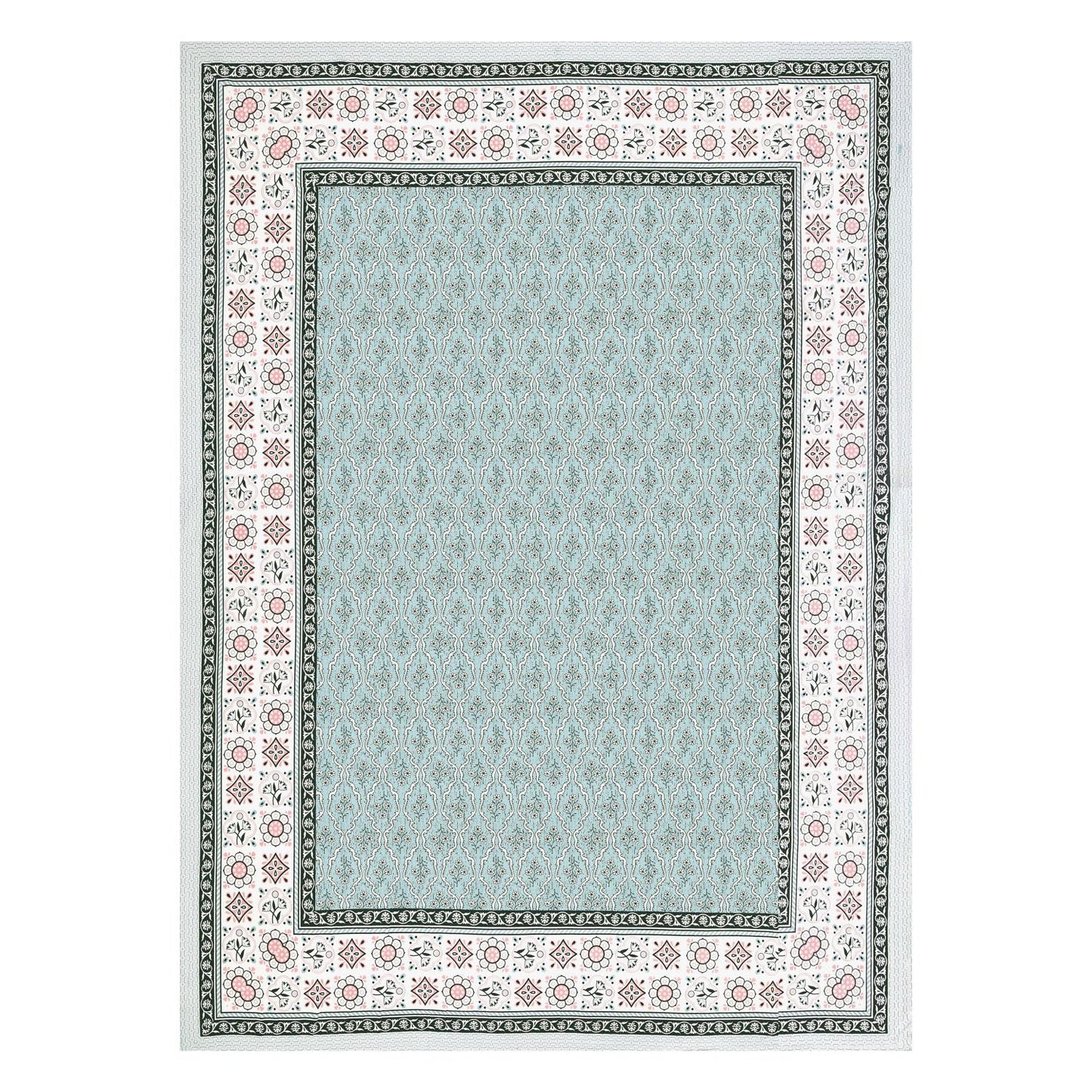 Cotton Jaipuri Diwan Size  Bedsheet With 2 Zipper Pillow Cover (Size 70*100)