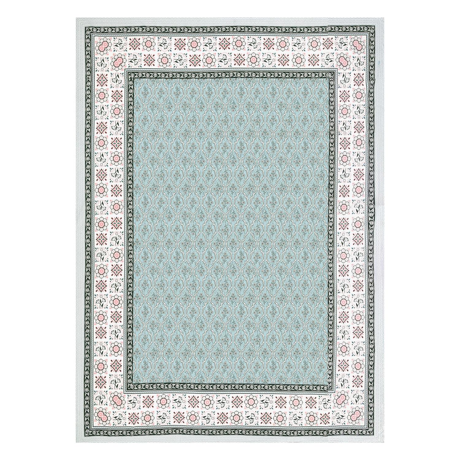 Cotton Jaipuri Diwan Size  Bedsheet With 2 Zipper Pillow Cover (Size 70*100)