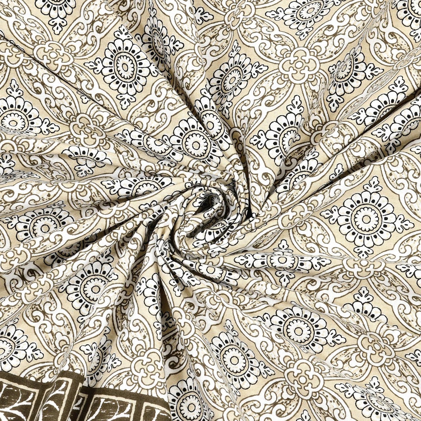 Cotton Jaipuri Diwan Size  Bedsheet With 2 Zipper Pillow Cover (Size 70*100)