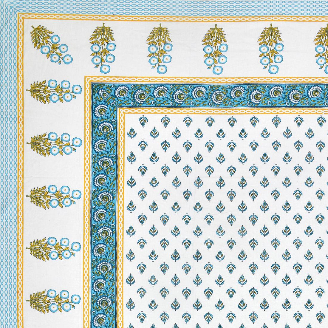 Cotton Jaipuri Diwan Size  Bedsheet With 2 Zipper Pillow Cover (Size 70*100)
