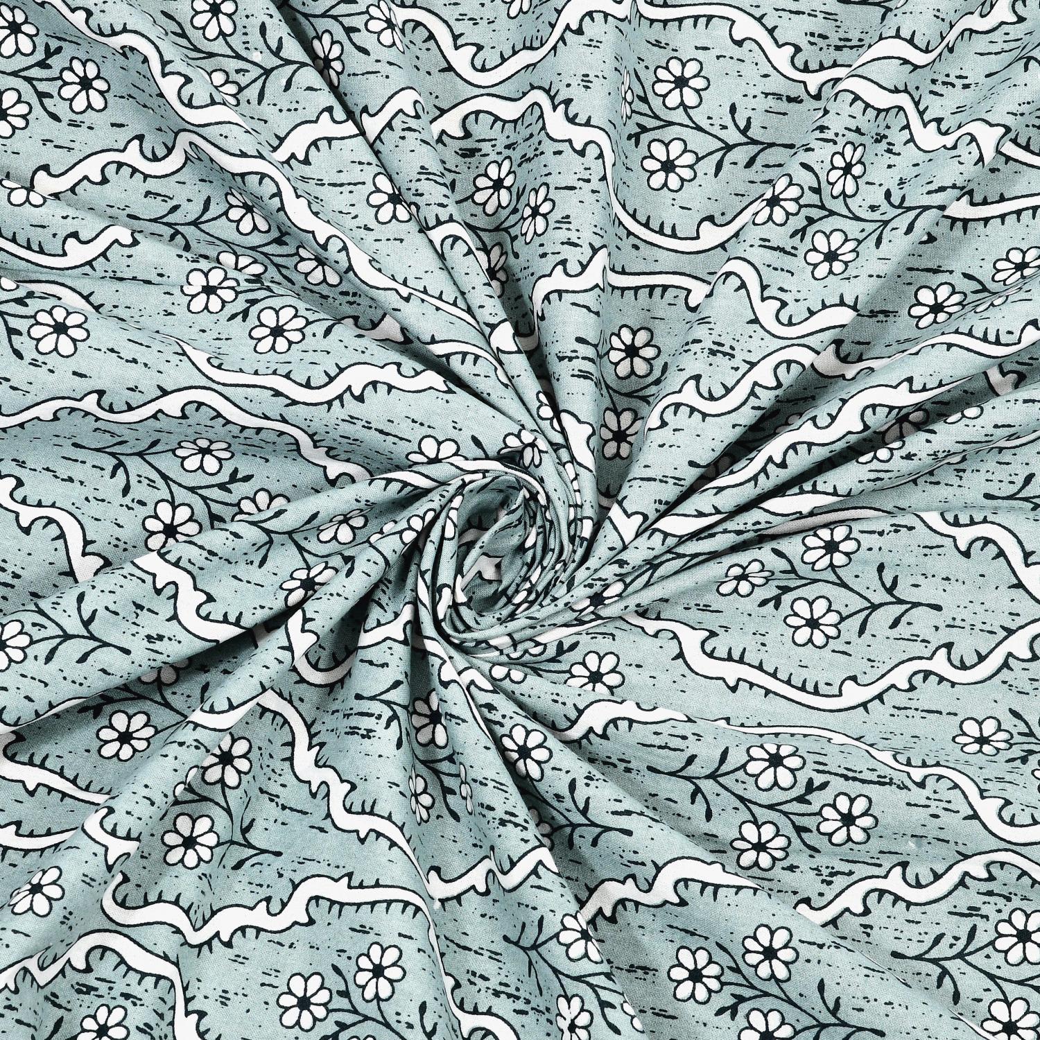 Cotton Jaipuri Diwan Size  Bedsheet With 2 Zipper Pillow Cover (Size 70*100)