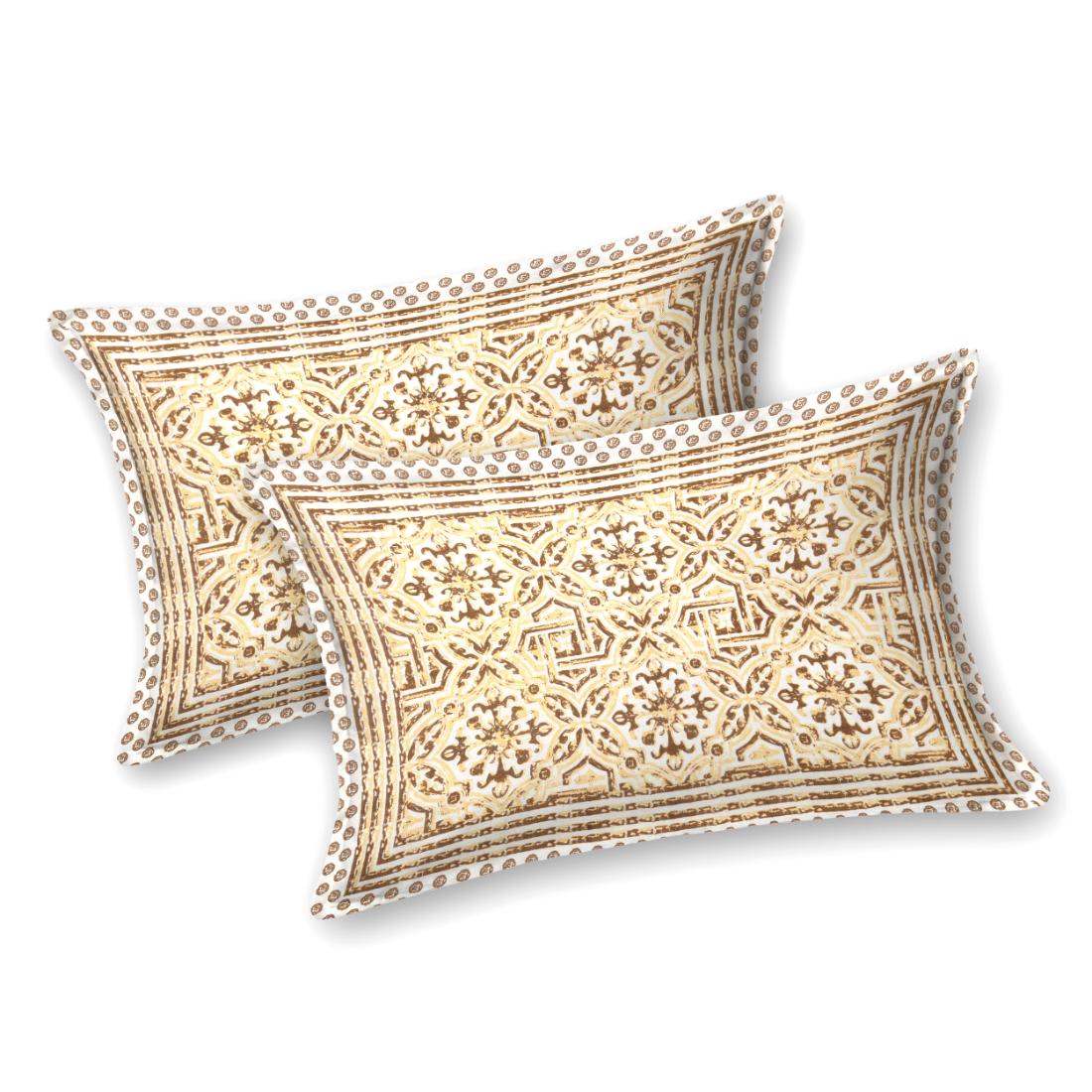 Cotton Jaipuri Diwan Size  Bedsheet With 2 Zipper Pillow Cover (Size 70*100)
