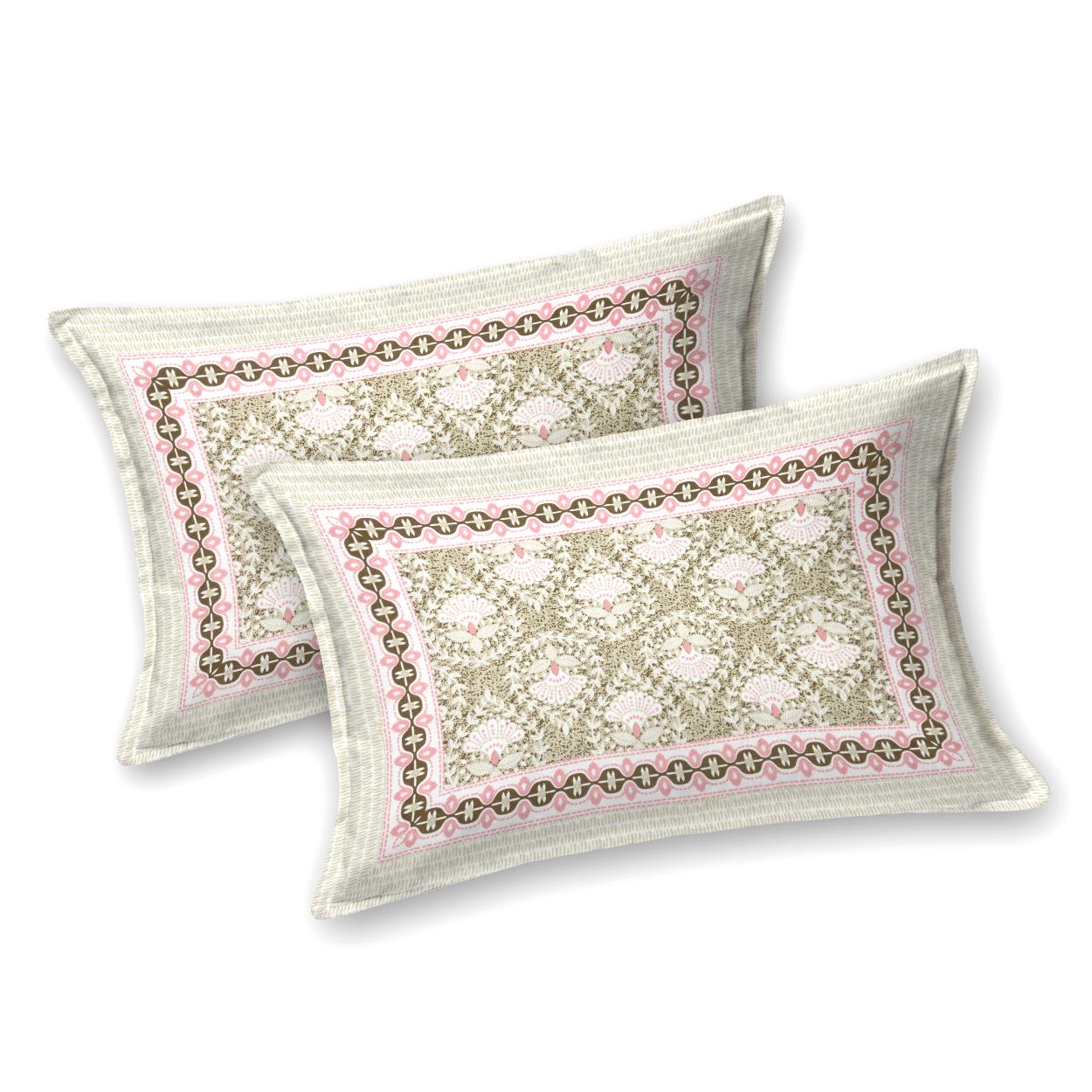 Cotton Jaipuri Diwan Size  Bedsheet With 2 Zipper Pillow Cover (Size 70*100)