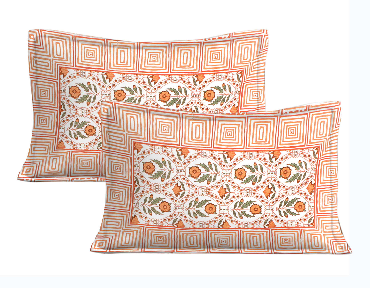 Cotton King Jaipuri Prints Flat Bedsheet (Pack of 1, Multicolor)