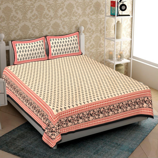 Cotton King Jaipuri Prints Flat Bedsheet (Pack of 1, Multicolor)