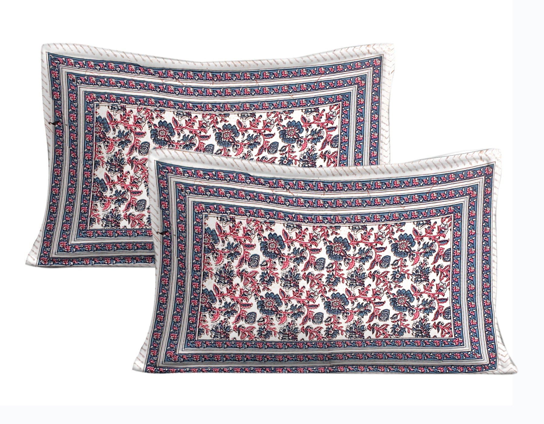 Cotton King Jaipuri Prints Flat Bedsheet (Pack of 1, Multicolor)