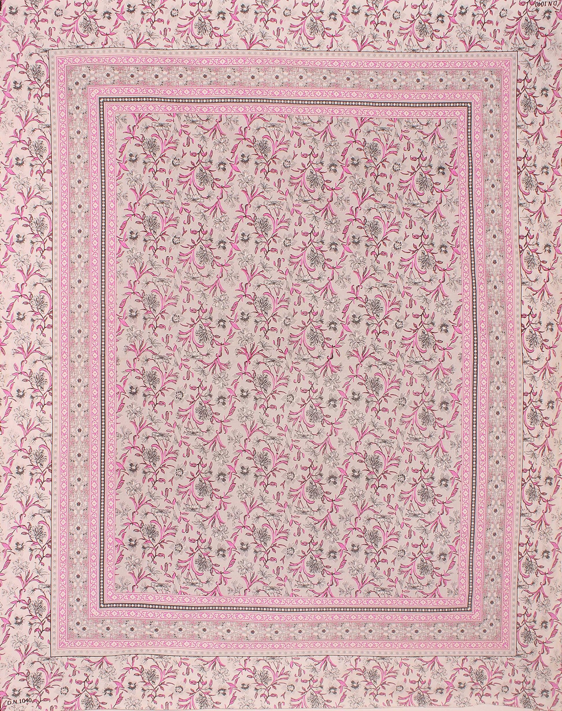 Cotton King Jaipuri Prints Flat Bedsheet (Pack of 1, Multicolor)