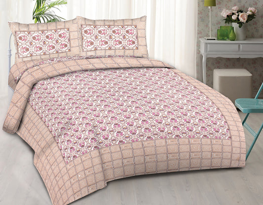 Cotton King Jaipuri Prints Flat Bedsheet (Pack of 1, Multicolor)