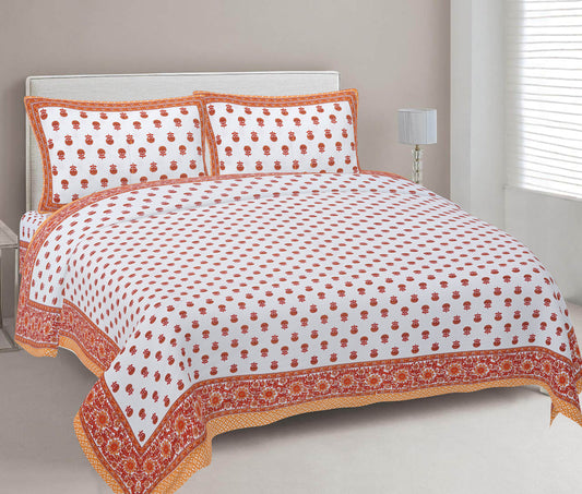 Cotton King Jaipuri Prints Flat Bedsheet (Pack of 1, Multicolor)