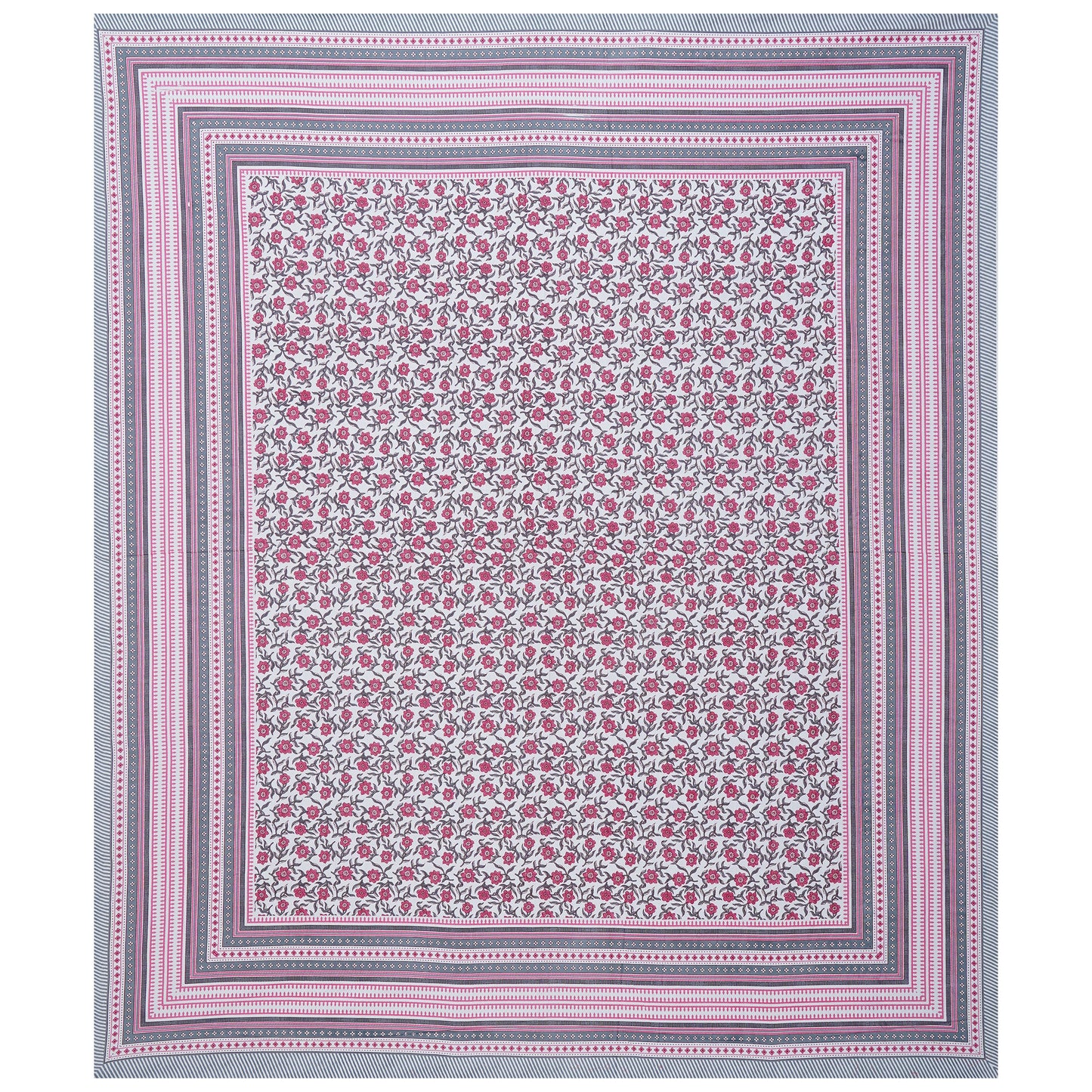 Cotton King Jaipuri Prints Flat Bedsheet (Pack of 1, Multicolor)