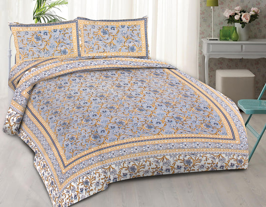 Cotton King Jaipuri Prints Flat Bedsheet (Pack of 1, Multicolor)