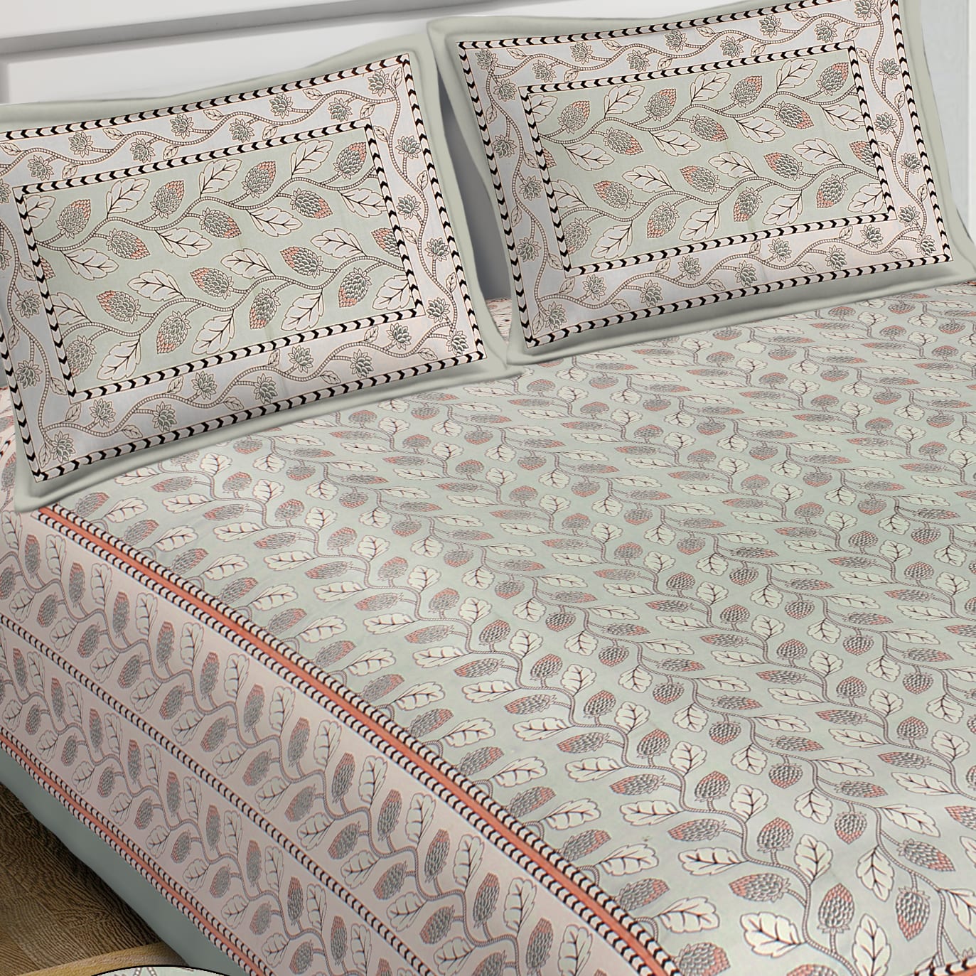 Cotton King Jaipuri Prints Flat Bedsheet (Pack of 1, Multicolor)