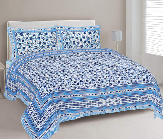 Cotton King Jaipuri Prints Flat Bedsheet (Pack of 1, Multicolor)