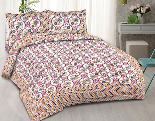 Cotton King Jaipuri Prints Flat Bedsheet (Pack of 1, Multicolor)