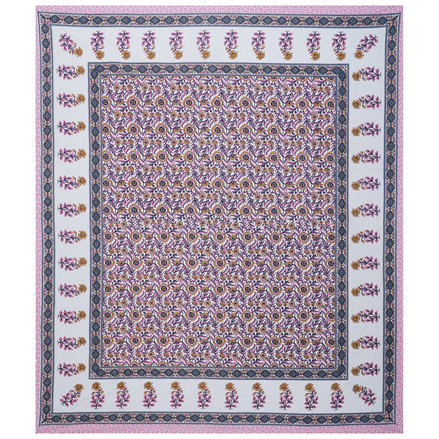 Cotton King Jaipuri Prints Flat Bedsheet (Pack of 1, Multicolor)