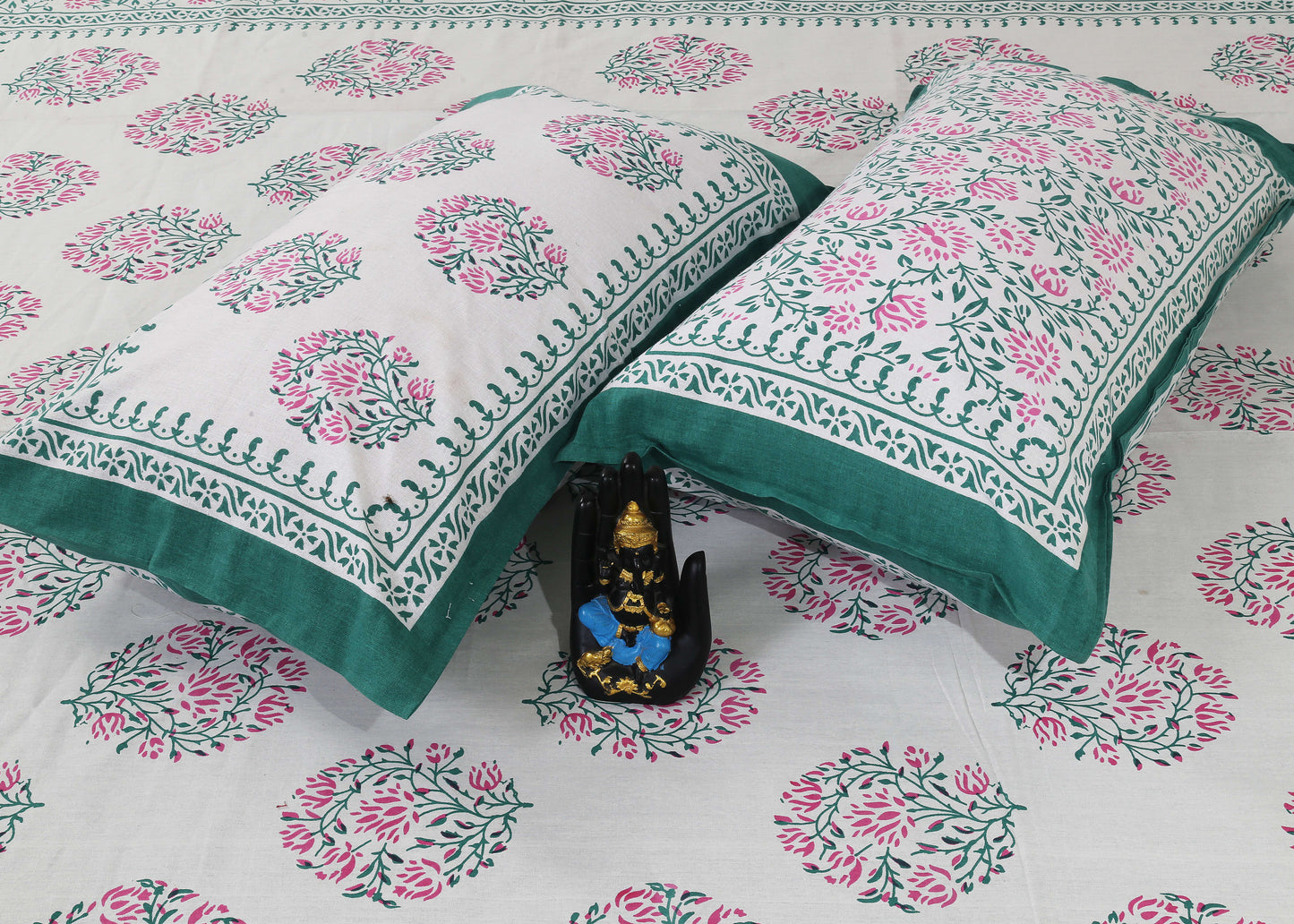 Cotton King Jaipuri Prints Flat Bedsheet (Pack of 1, Multicolor)